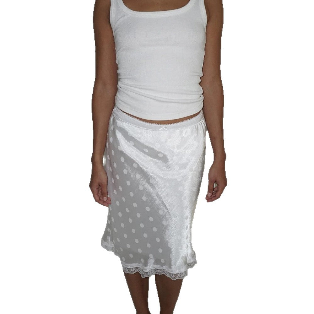 Fringe-trimmed Slim-fit New Polka-dot High-waist Skirt