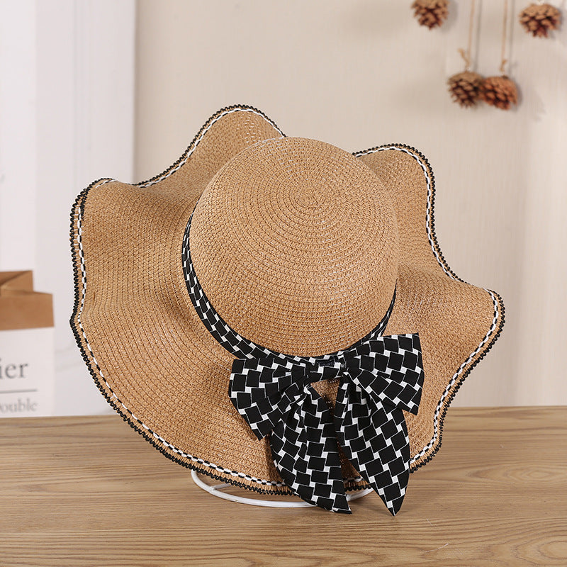 New Summer Women's Bow Knitting Straw Hat