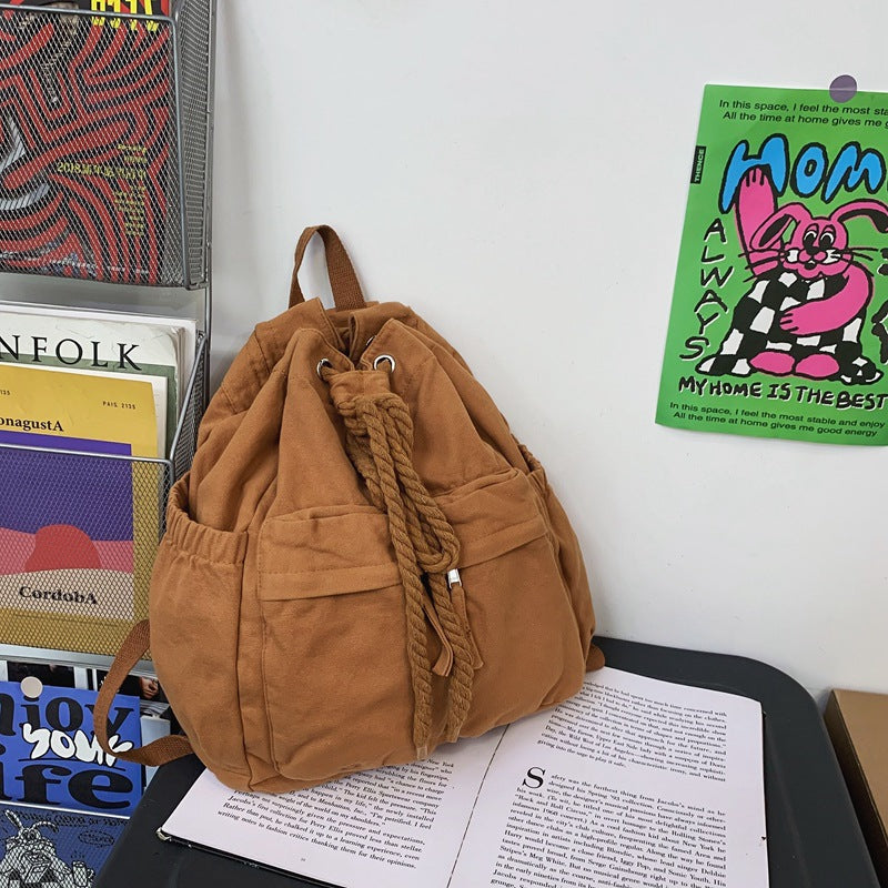 Backpack Canvas Drawstring Backpack Simple Travel Large Capacity Computer Bag