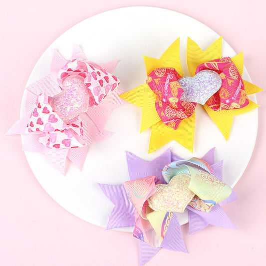 Children's Bow Hairpin Multi-layer Love Edge Clip