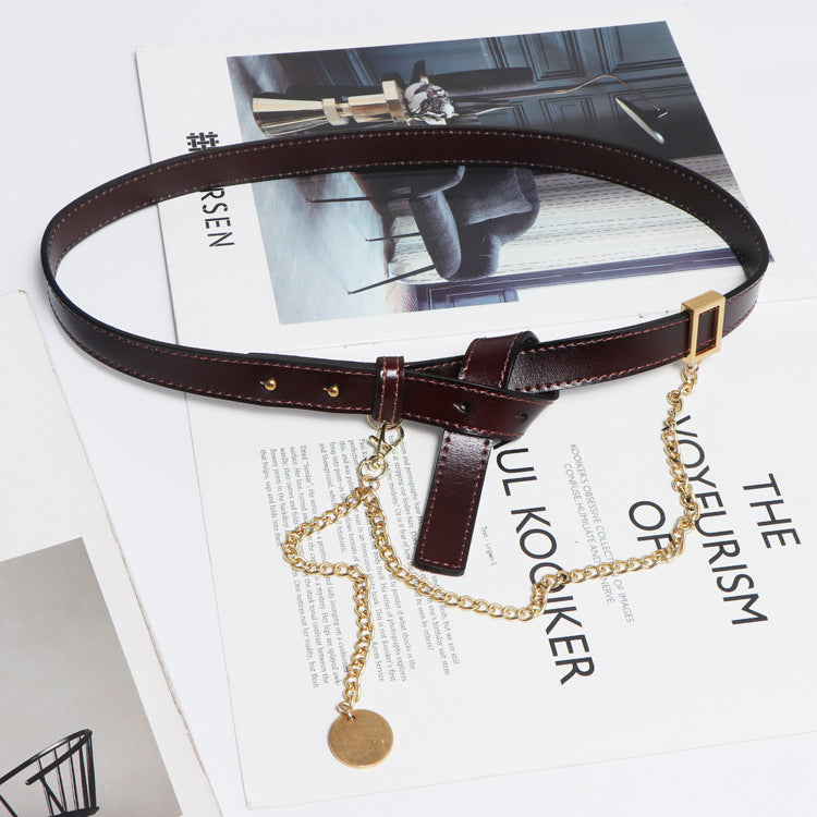 Cross-border Simple All-match Belt Belt Chain Pin Buckle Female Leather Girdle