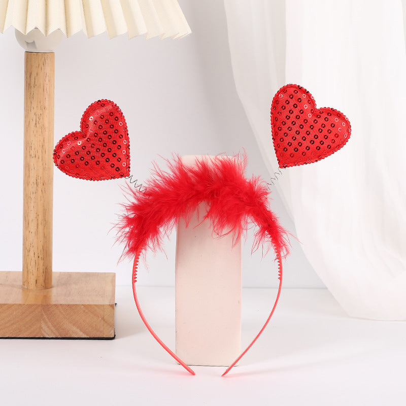 Red Heart Headband Accessories Three-dimensional
