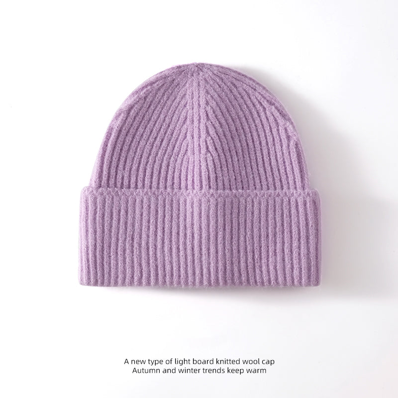 Fashion Solid Color Wool Hat Loose Warm