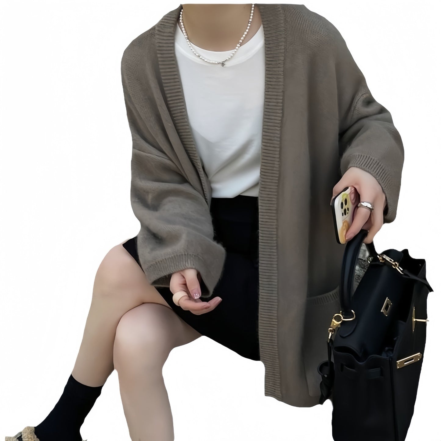 Design Pocket Knitted Cardigan Top Women's Sweater