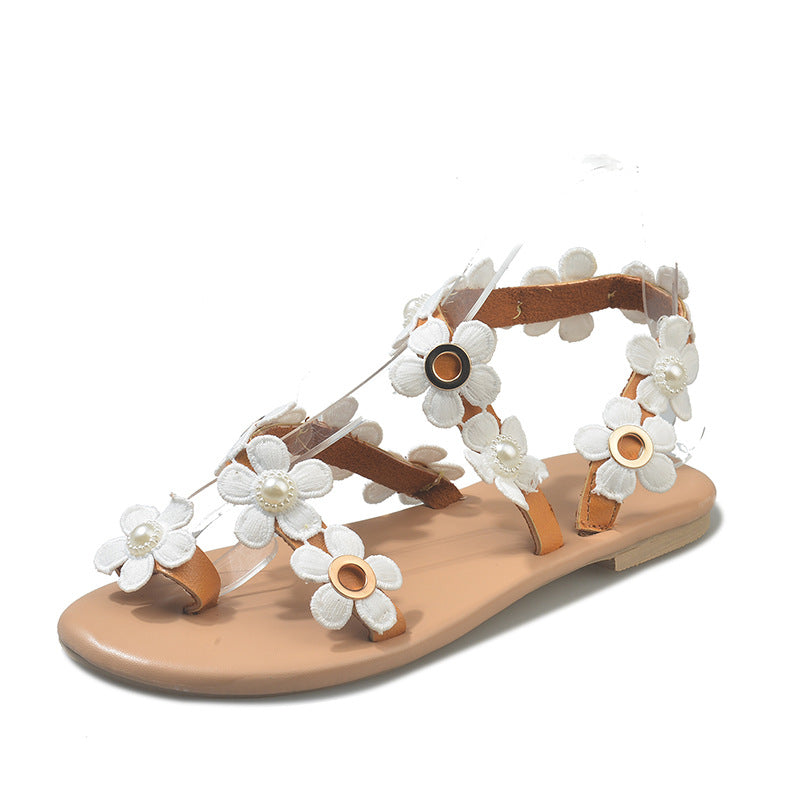 Handmade Floral Slip-On Sandals