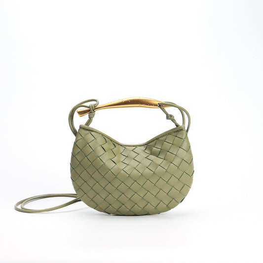 Woven Bag Fashion Cattlehide Leather Commuter Portable Shoulder Crossbody Bag