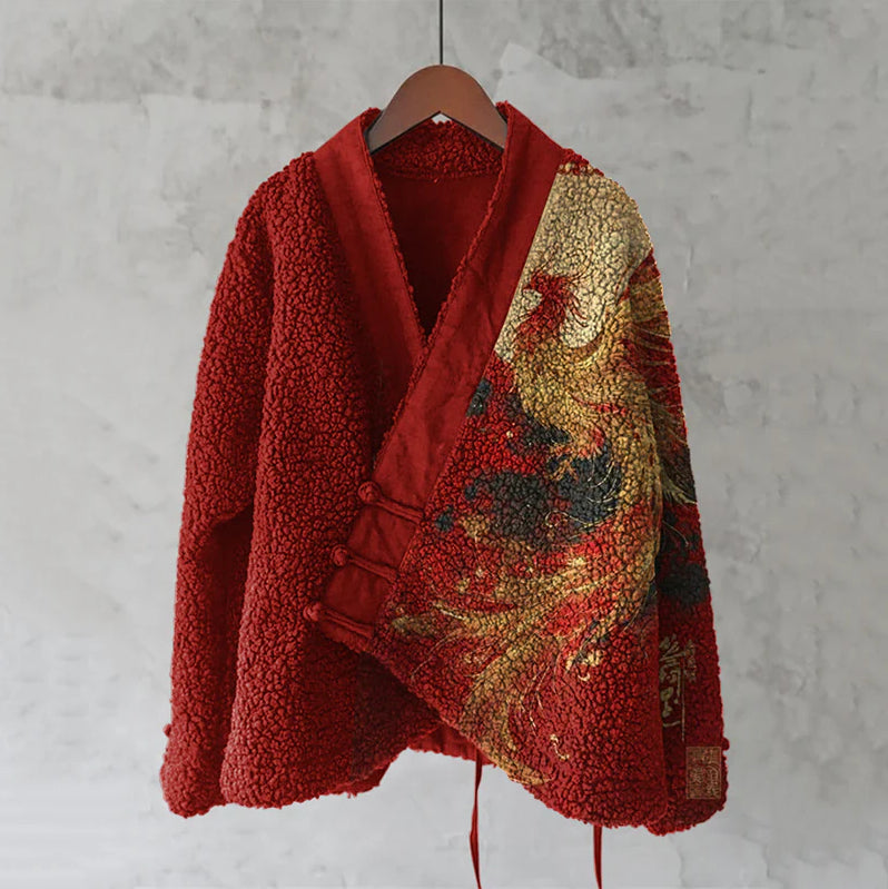 Womens Printed Kimono Cardigan Fleece Jacket Fashionable Womens Outerwear
