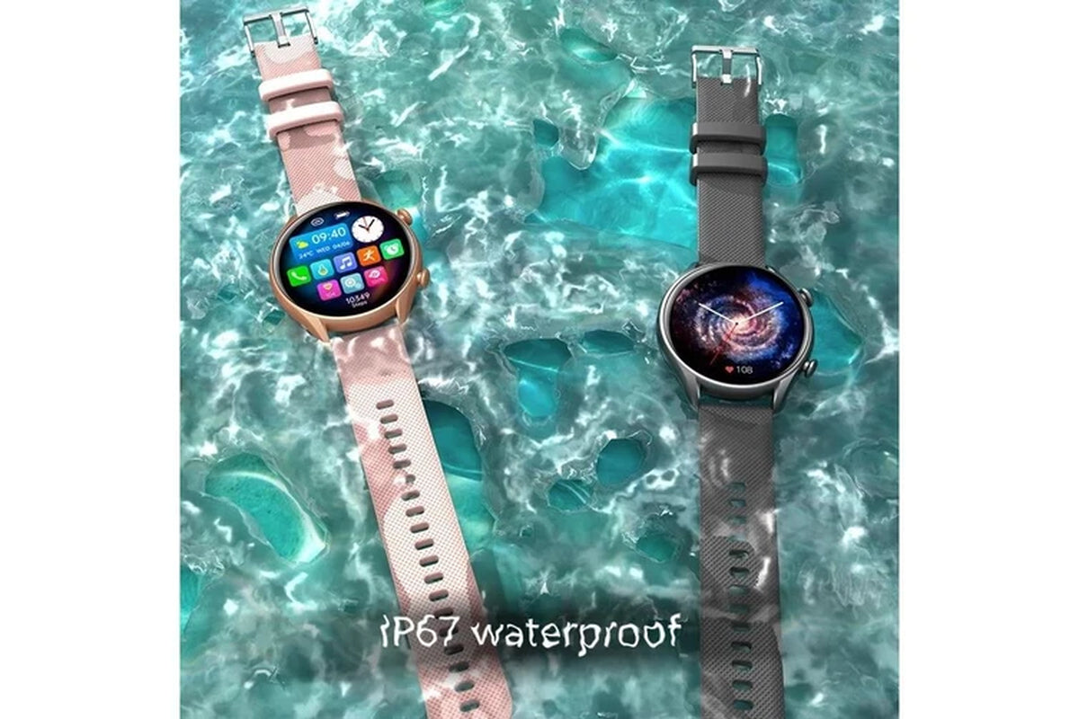 New 360*360 HD 1.32 Inch Screen Ladies Smart Watches Bluetooth Call Lady Sport Heart Rate Blood Oxygen Women Smartwatch+Box - Black