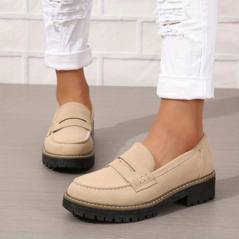 Women's Solid Color Fashionable Thick-soled Loafers