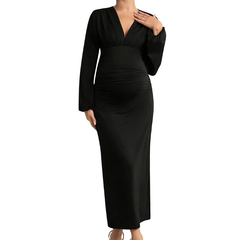 Maternity Pleats Sheath Long Skirt