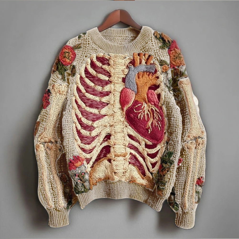 Womens 3D Digital Print Loose Crew-Neck Sweatshirt