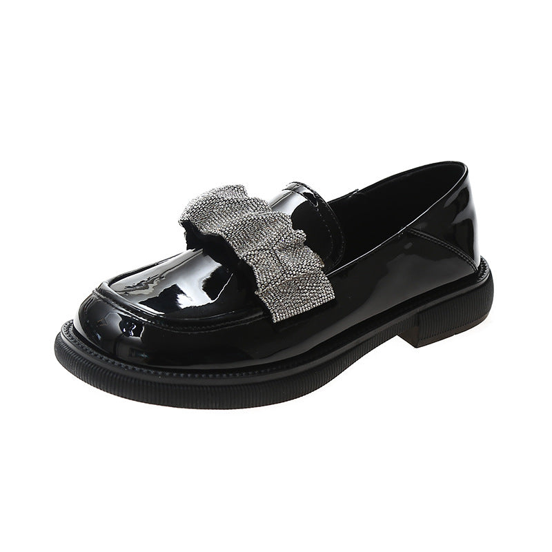 Round Toe Comfortable And Breathable Rhinestone Loafers
