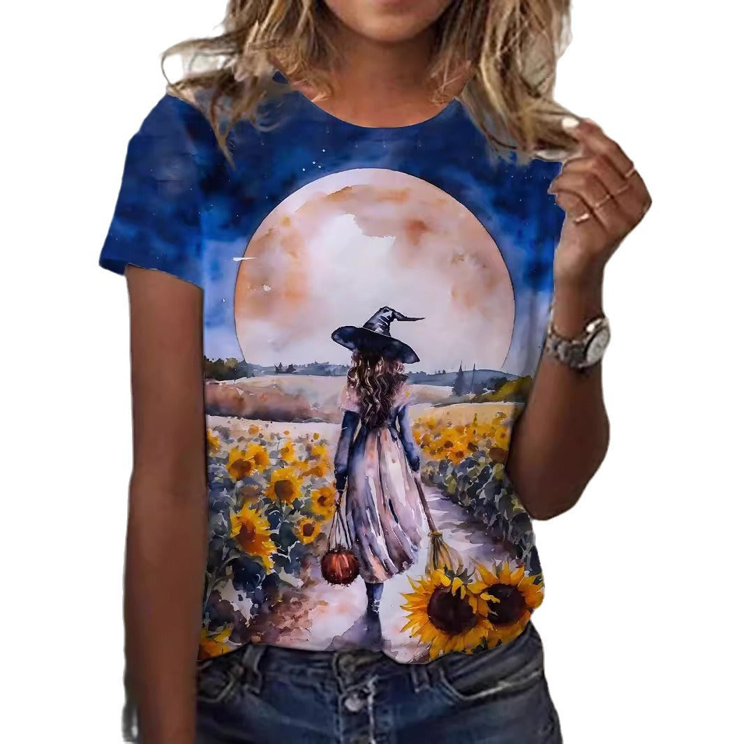 Round Neck Women's Short-sleeved T-shirt Loose Casual