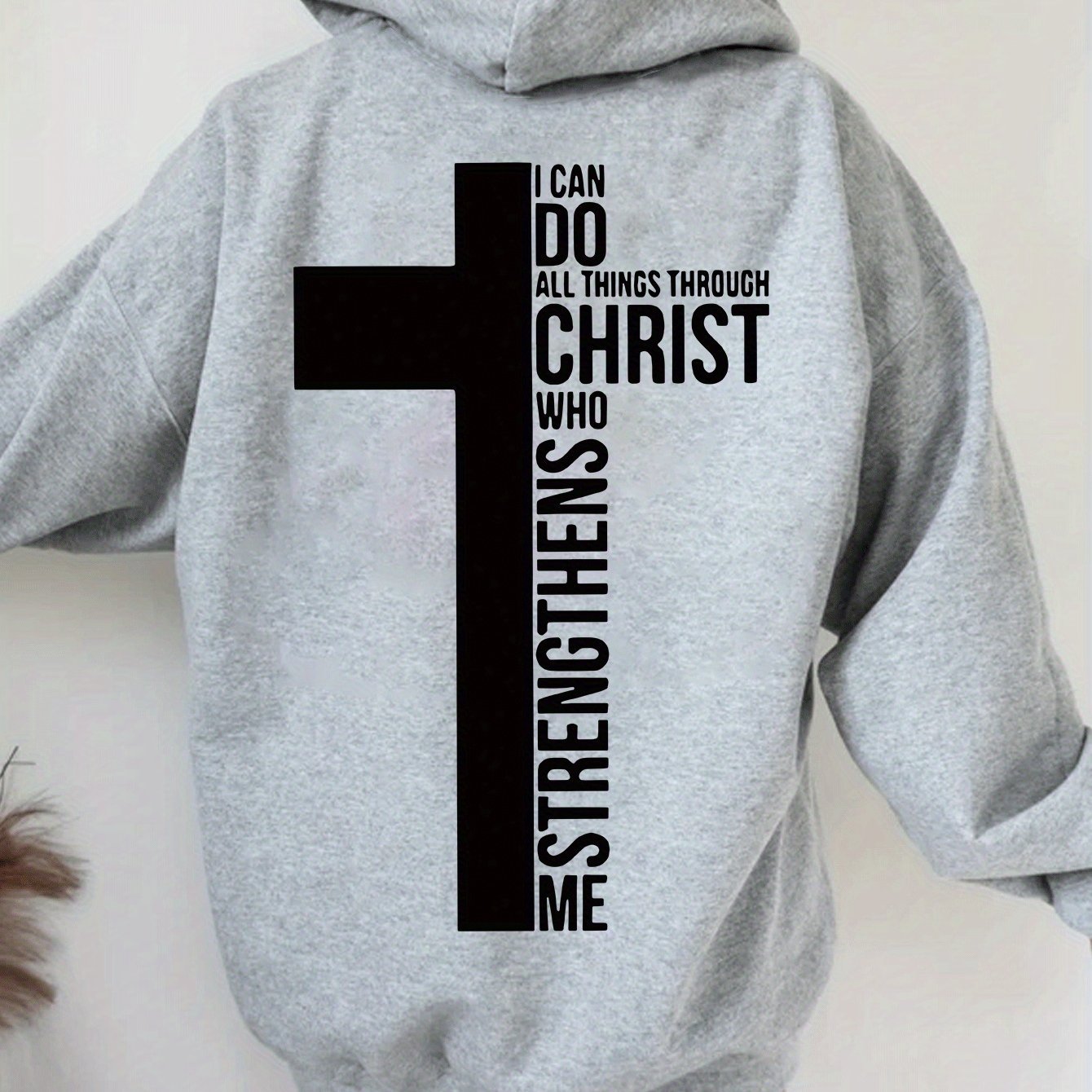 Casual Strikket Polyester Hoodie Til Kvinder Med Insp
