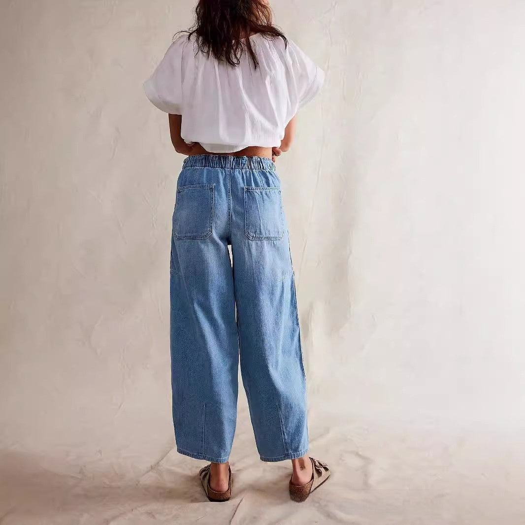 Casual Loose Low-Waist Barrel-Shape Womens Jeans