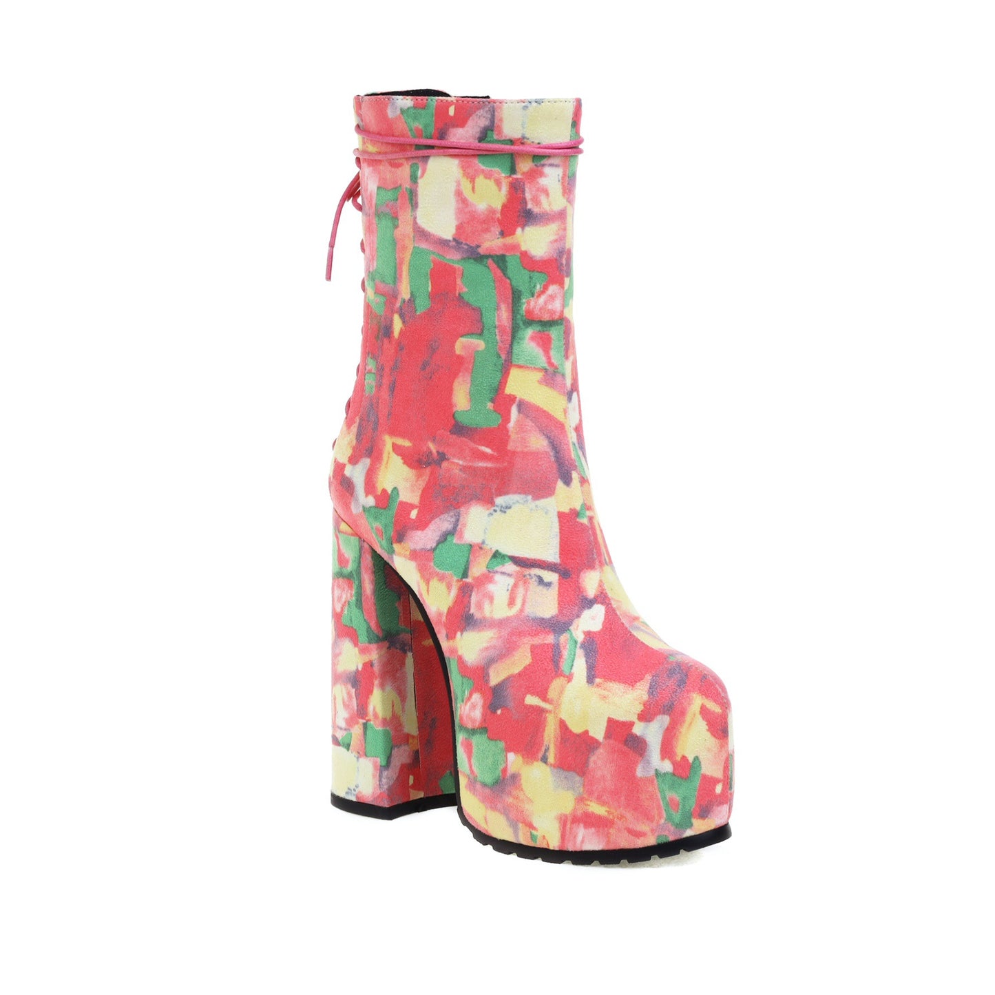 Round Toe Viscose Shoes Low Cut Faux Fur Fashion Boots