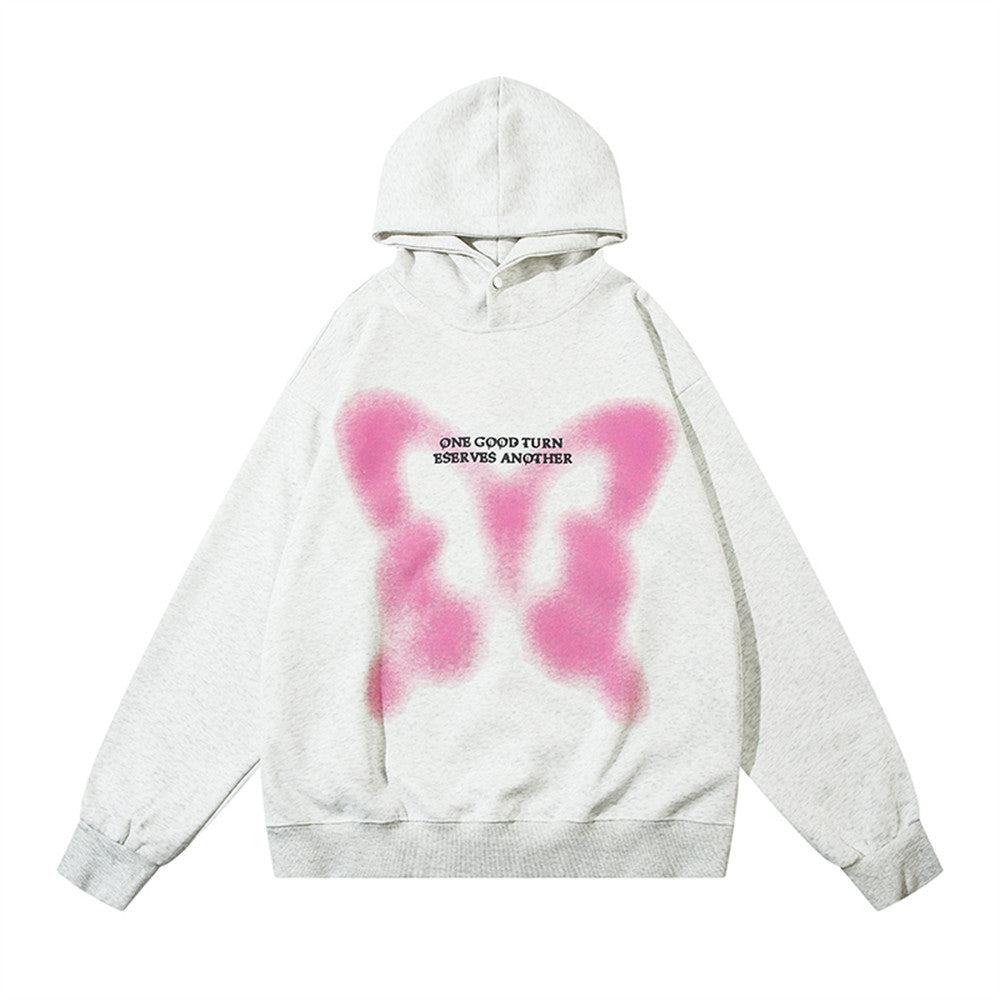 Loose Casual Butterfly Printed Hoodie