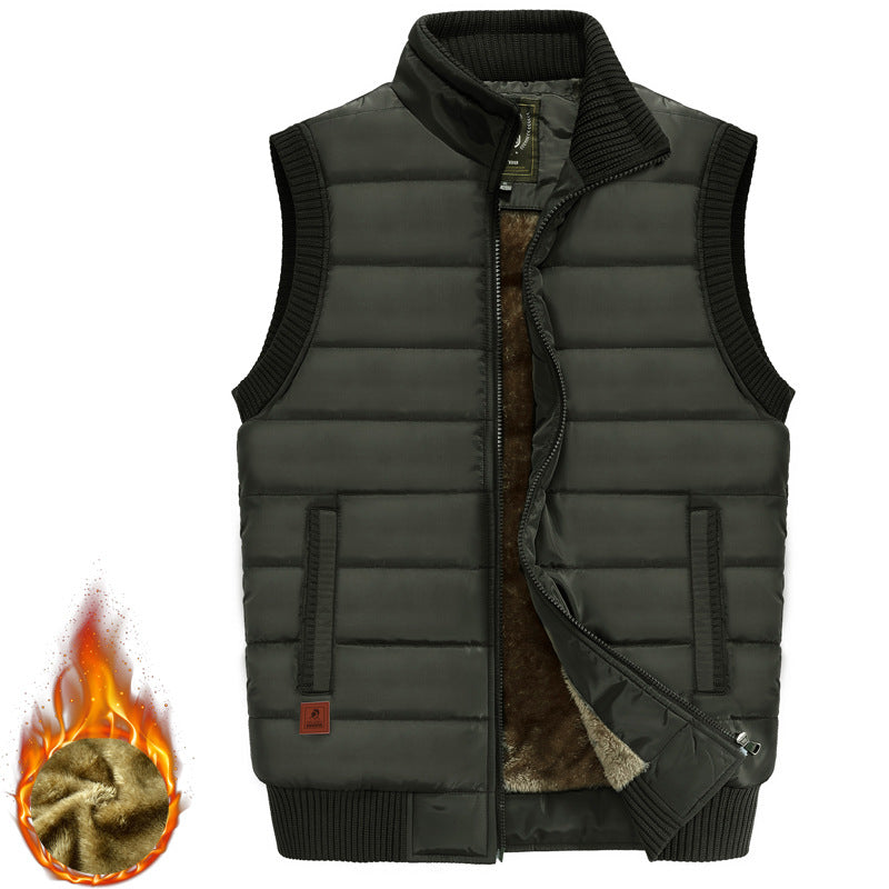 Men's Fleece-lined Thickened Casual Stand Collar Pocket Vest