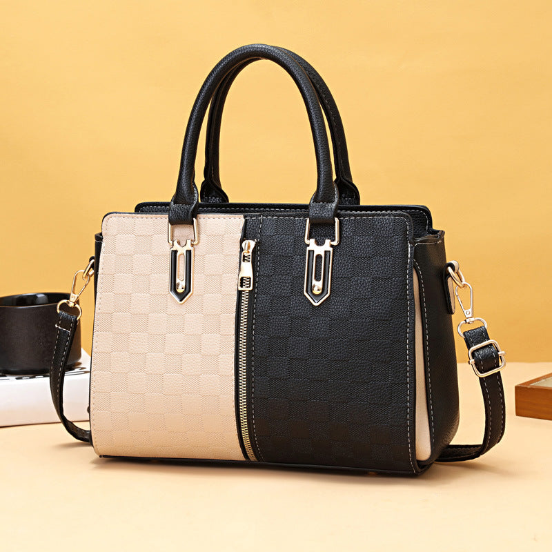 Simple Large Capacity Women's Contrast Color Ins Fashion Korean Style Shoulder Women's Crossbody Handbag