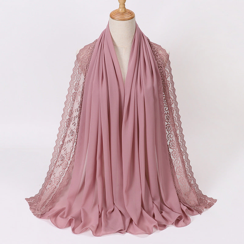 Pearl Chiffon Lace Women's Toe-covered Scarf