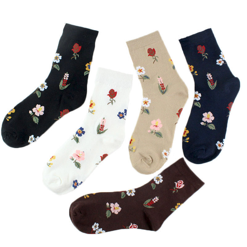 Flower Socks In Medium Tube