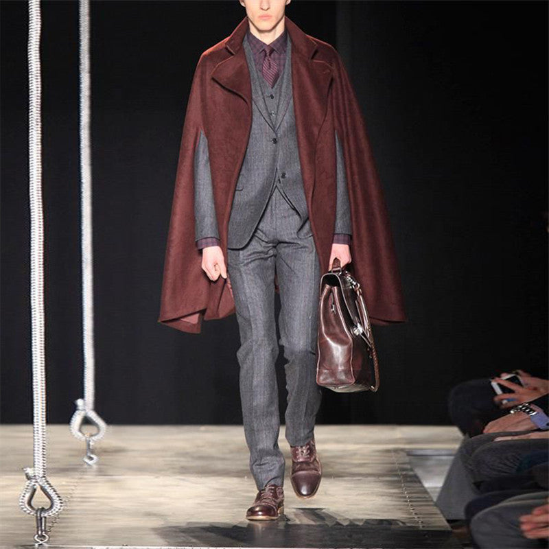 Men's Fashion Loose Casual Mid-length Cloak Coat
