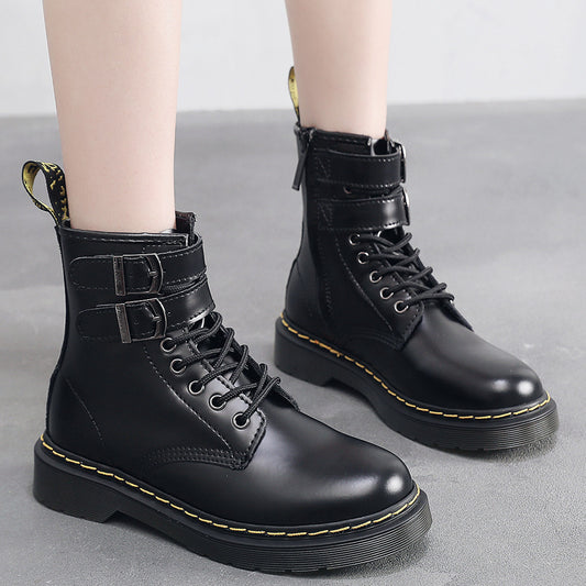 British High Top Women's Boots Leather Motorcycle Double Ride