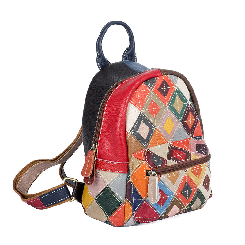 Women's Fashion Hand-colored Clash Of The Head Layer Cowhide Leather Duffel Bag