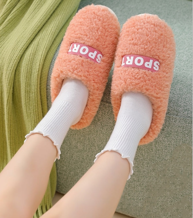Fashion Warm Non-slip Thick-soled Couple Plush Slippers