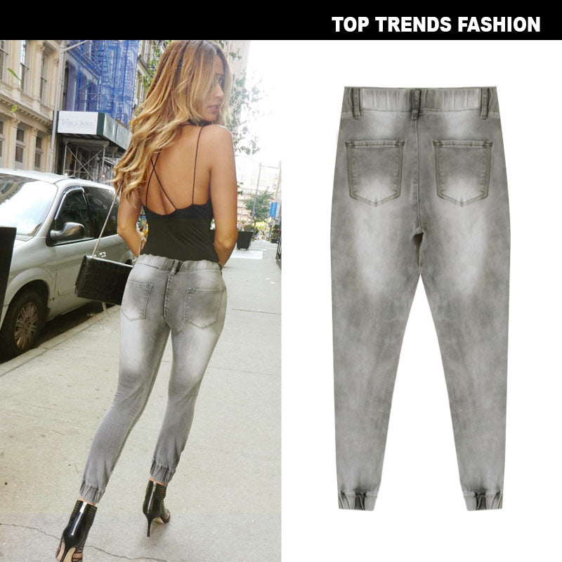 Stretch Jogging Casual Gray Plus Size Women's Pants