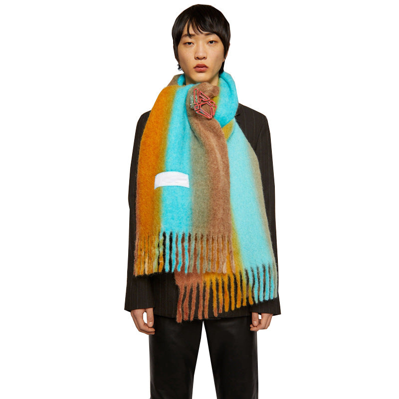 Imitation Cashmere Fashion Personality Gradient Warmth Outdoor Dual-use Shawl