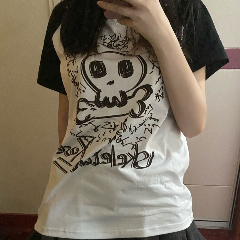 Cute Casual Retro Top With A Skull Print
