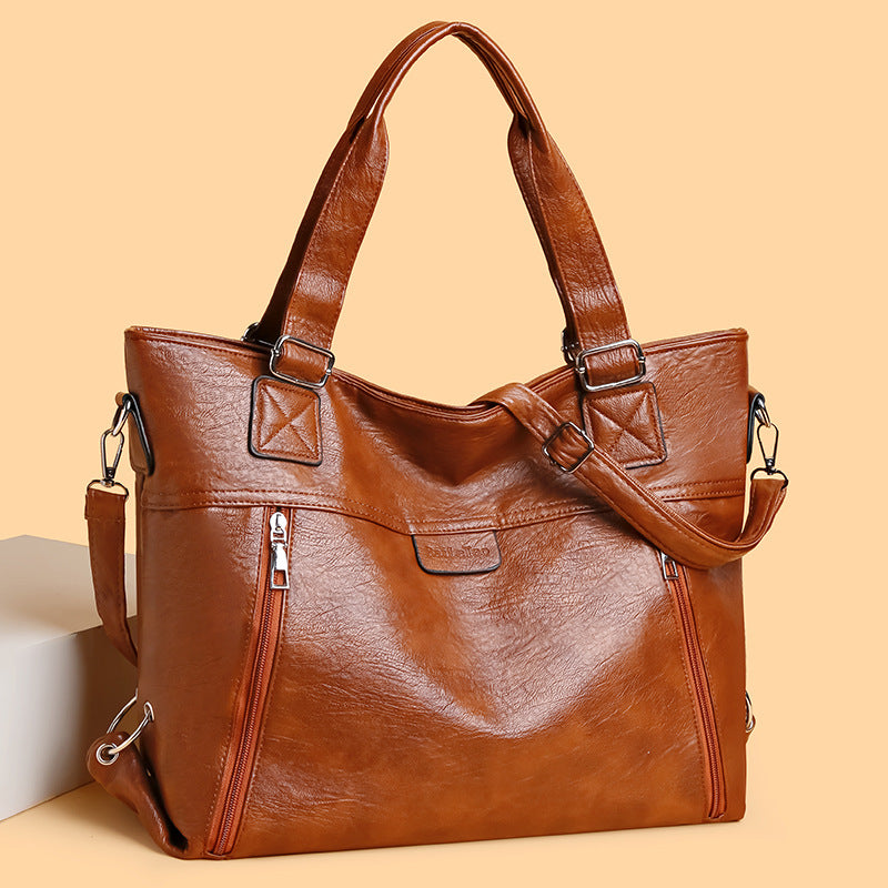 Retro Soft Leather Handbag Fashion Commuter Shoulder Messenger Bag