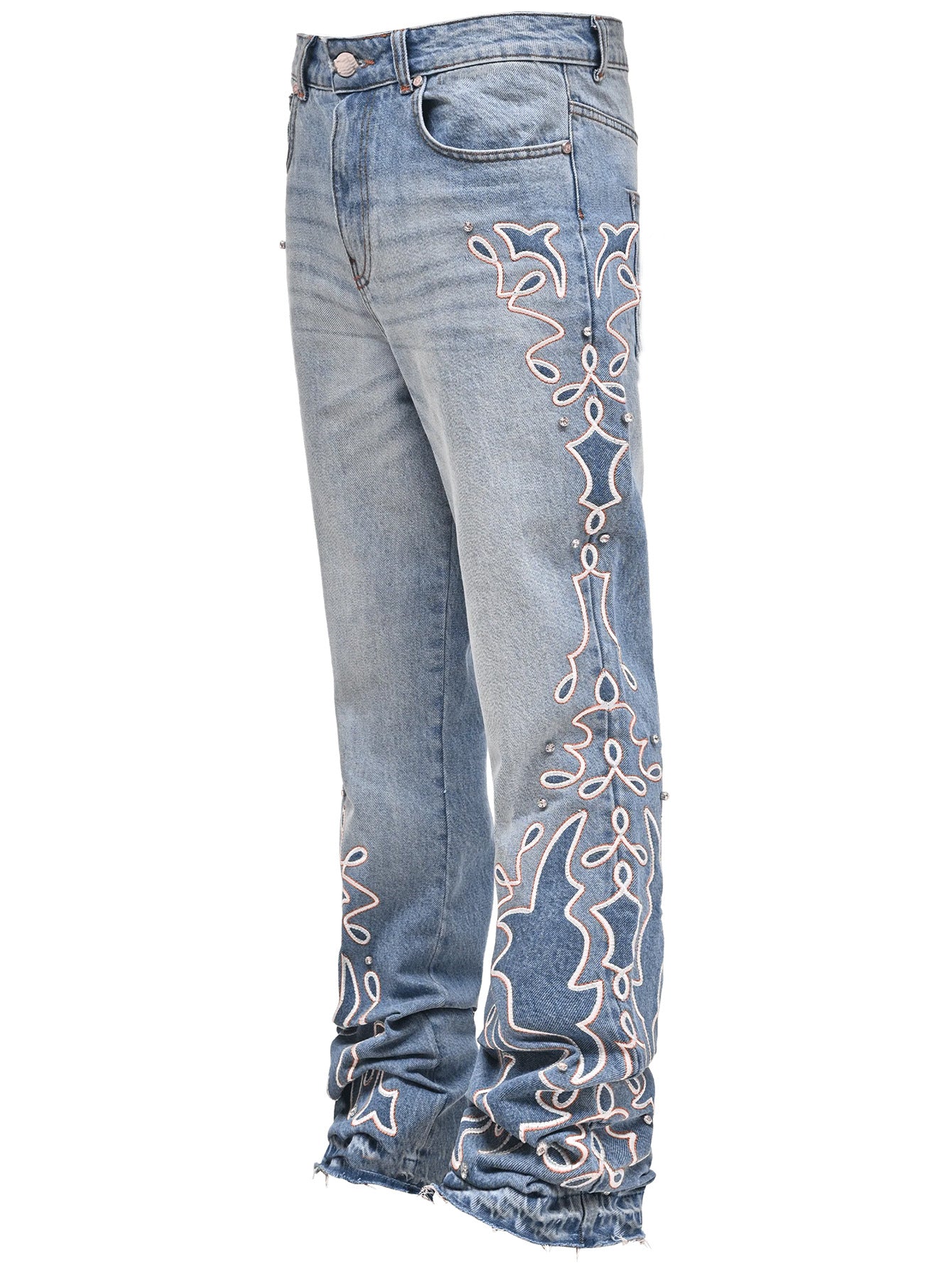 Nye denim-jeans med brede ben til mænd og gradient-design