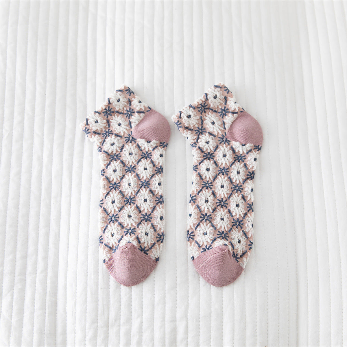 Vintage Style Flower Women's Boat Socks Cotton