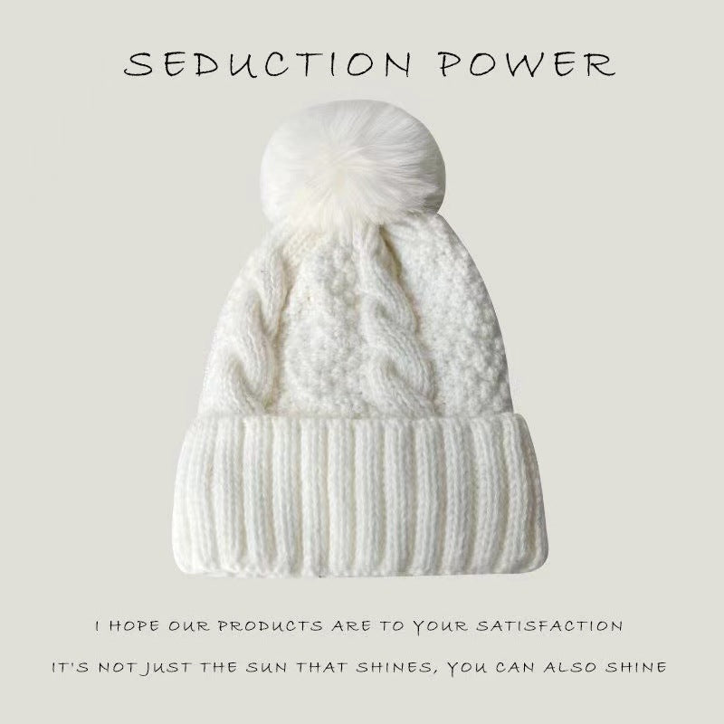 Winter New Knitted Hat All-matching Woolen Hat Solid Color Knitted Hat