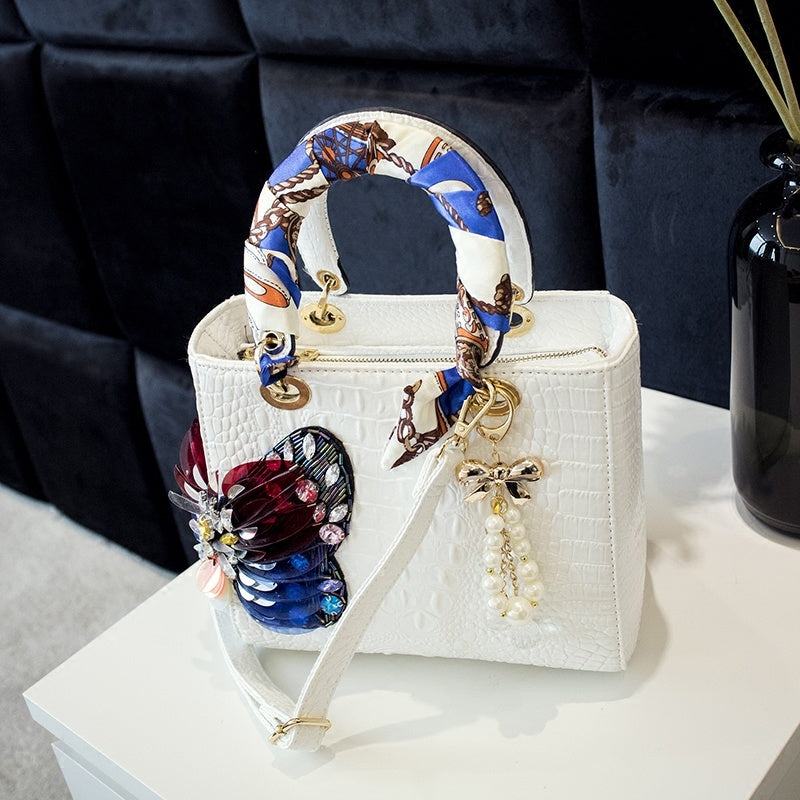 Womens Chinese-style Butterfly Headdress With Diamonds And Colorful Rhinestones Crossbody Bag
