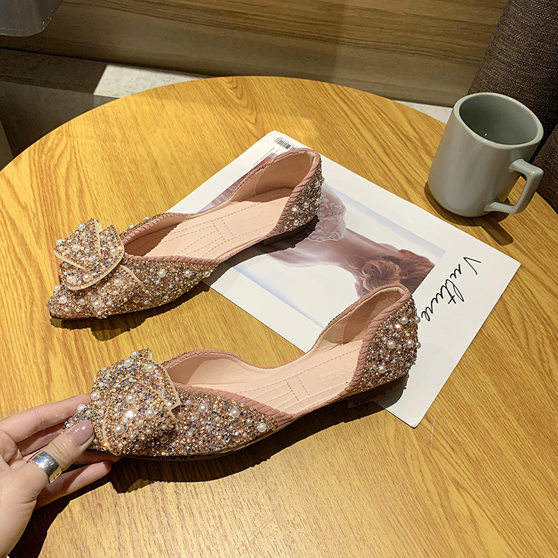 Women's Pearl Rhinestone Shallow Pointed Toe Shoes