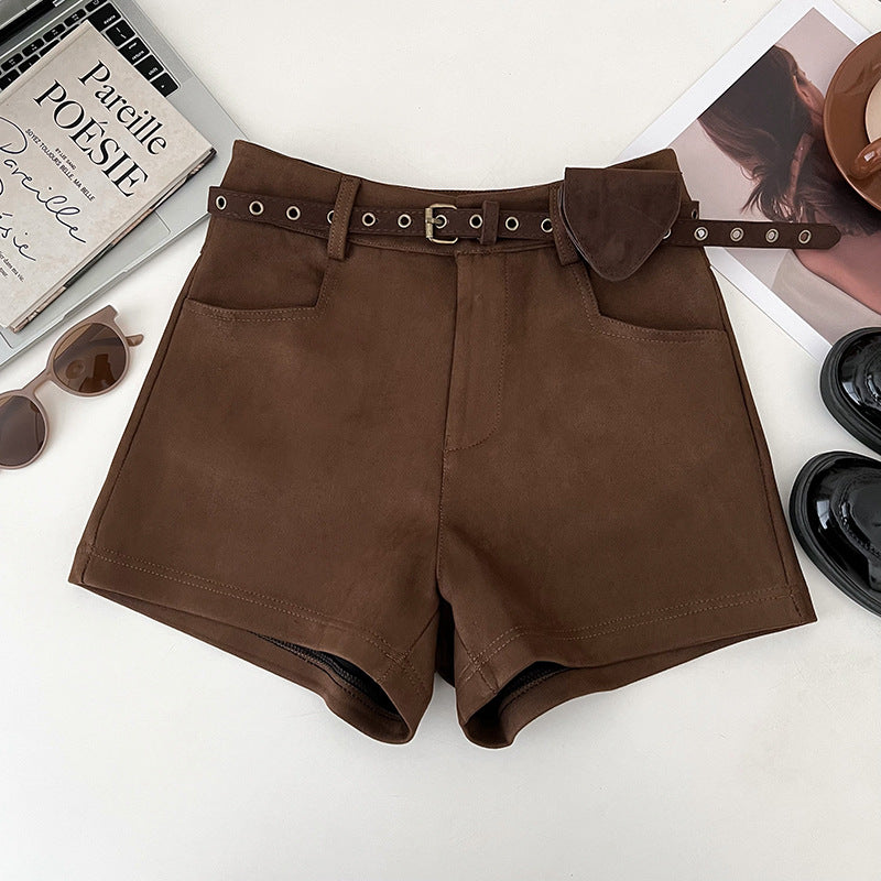 Womens Versatile Suede-Like Shorts For A Bold Edgy Look