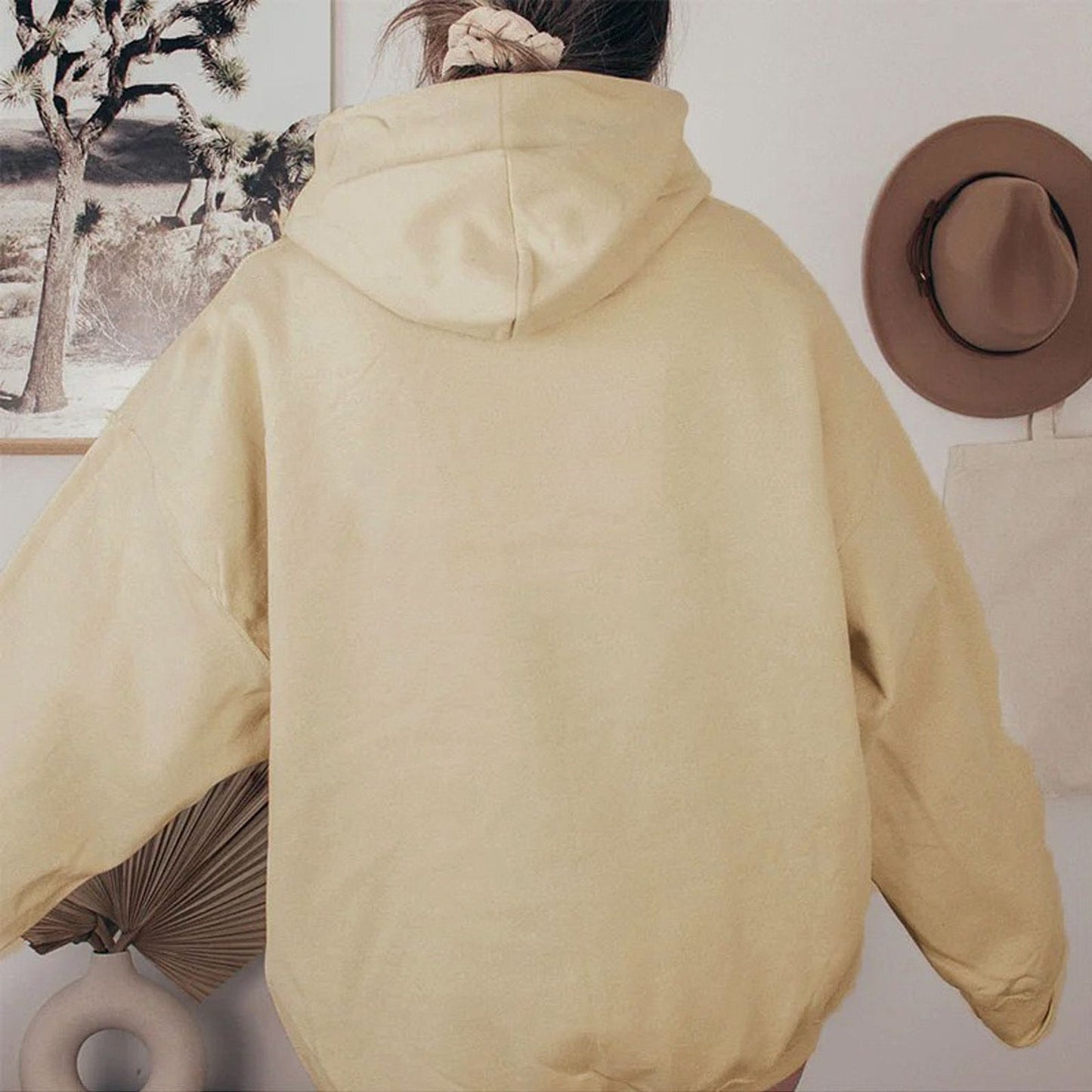 Women's Fleece-lined Bathroom Solid Color Clothing Word Kangaroo Pocket Drawstring Hoodie