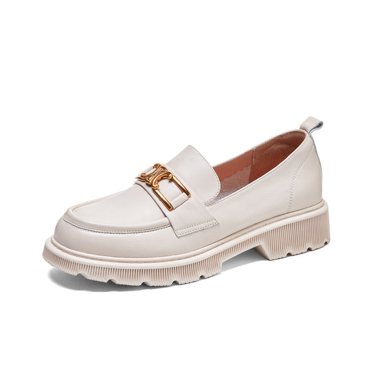 Mirror Top Layer Cowhide Loafers Women's Autumn New Leather