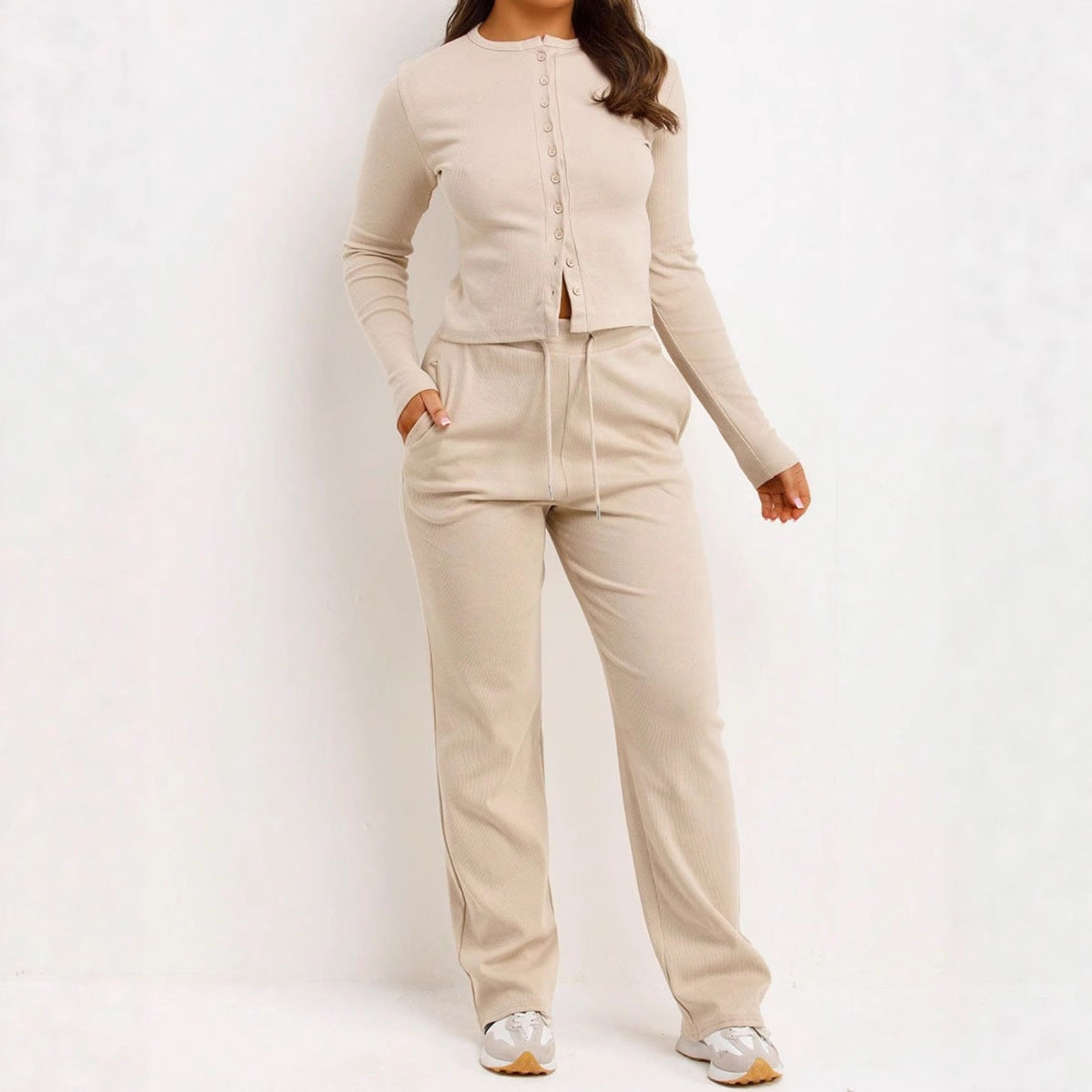 Women's Shirt And Straight-Leg Pants Two-Piece Set