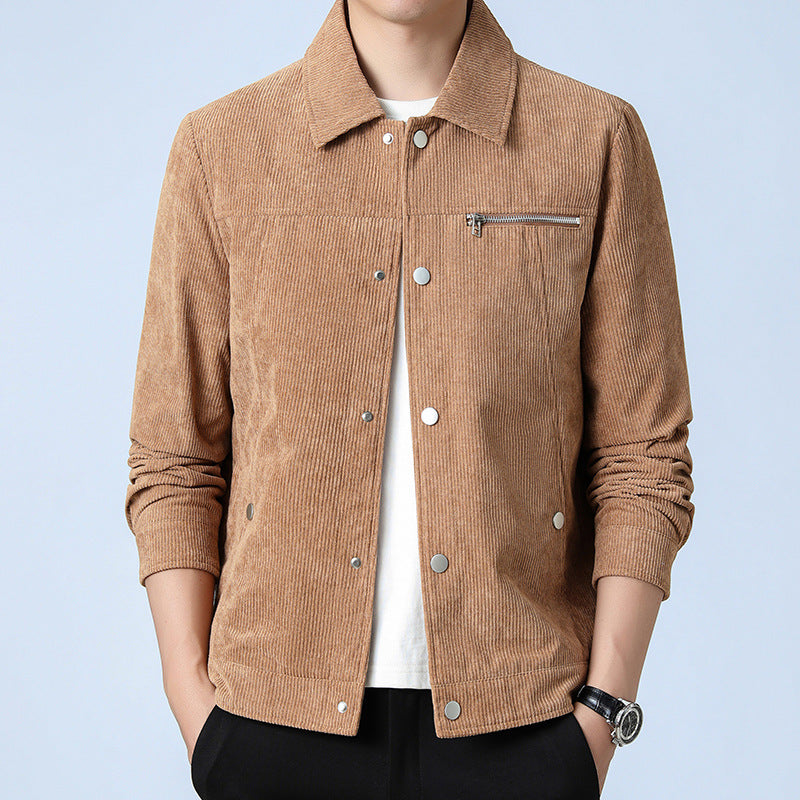Men's Clothing Autumn Trendy Youth Fashion Casual All-match Single-breasted Polo Collar Jacket