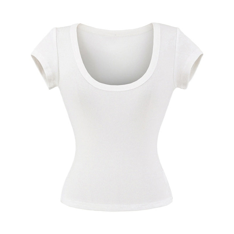 U-neck Short Sleeve Shoulder T