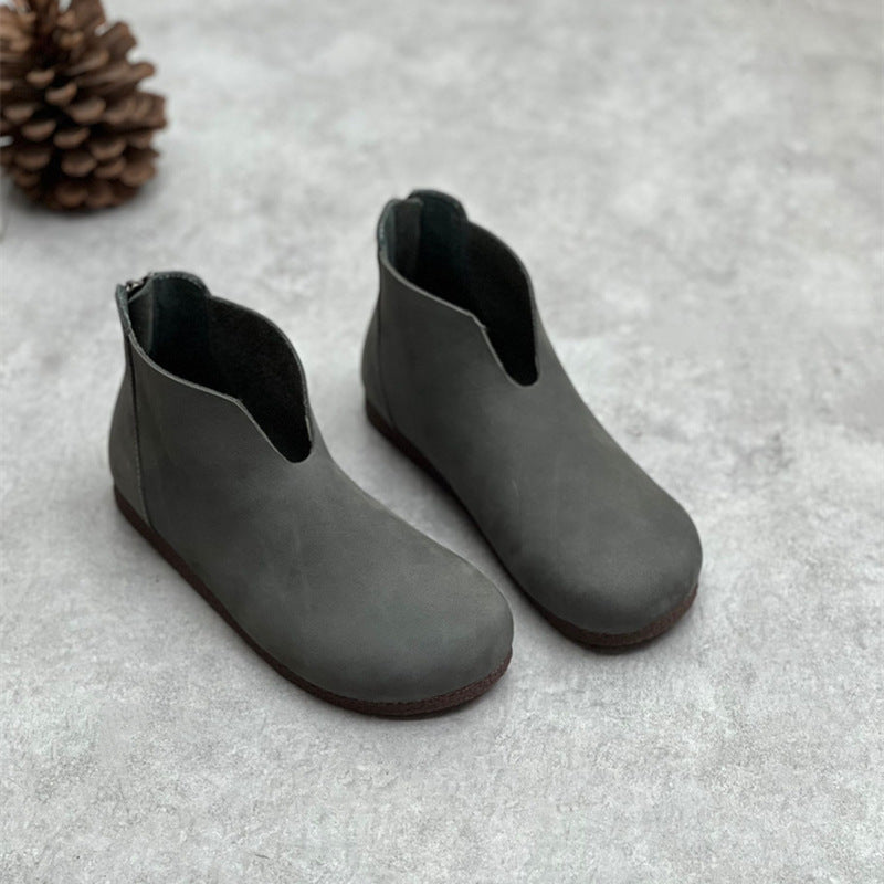 Women's Fashion Vintage Handmade Leather Short Boots