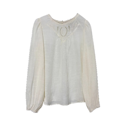 Women's Casual Solid-Color Hollowed-Out Lace Loose Shirt
