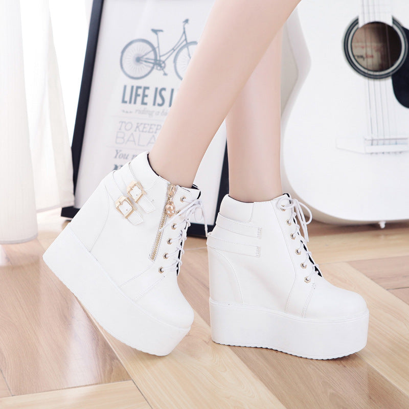New Fashion Thick-soled Inner Heightening And Fleece Ankle Boots