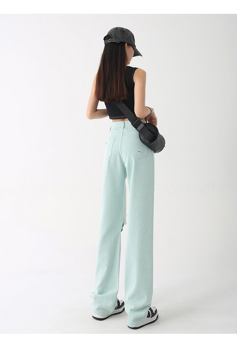 Women's High Waist Loose Ripped Jeans