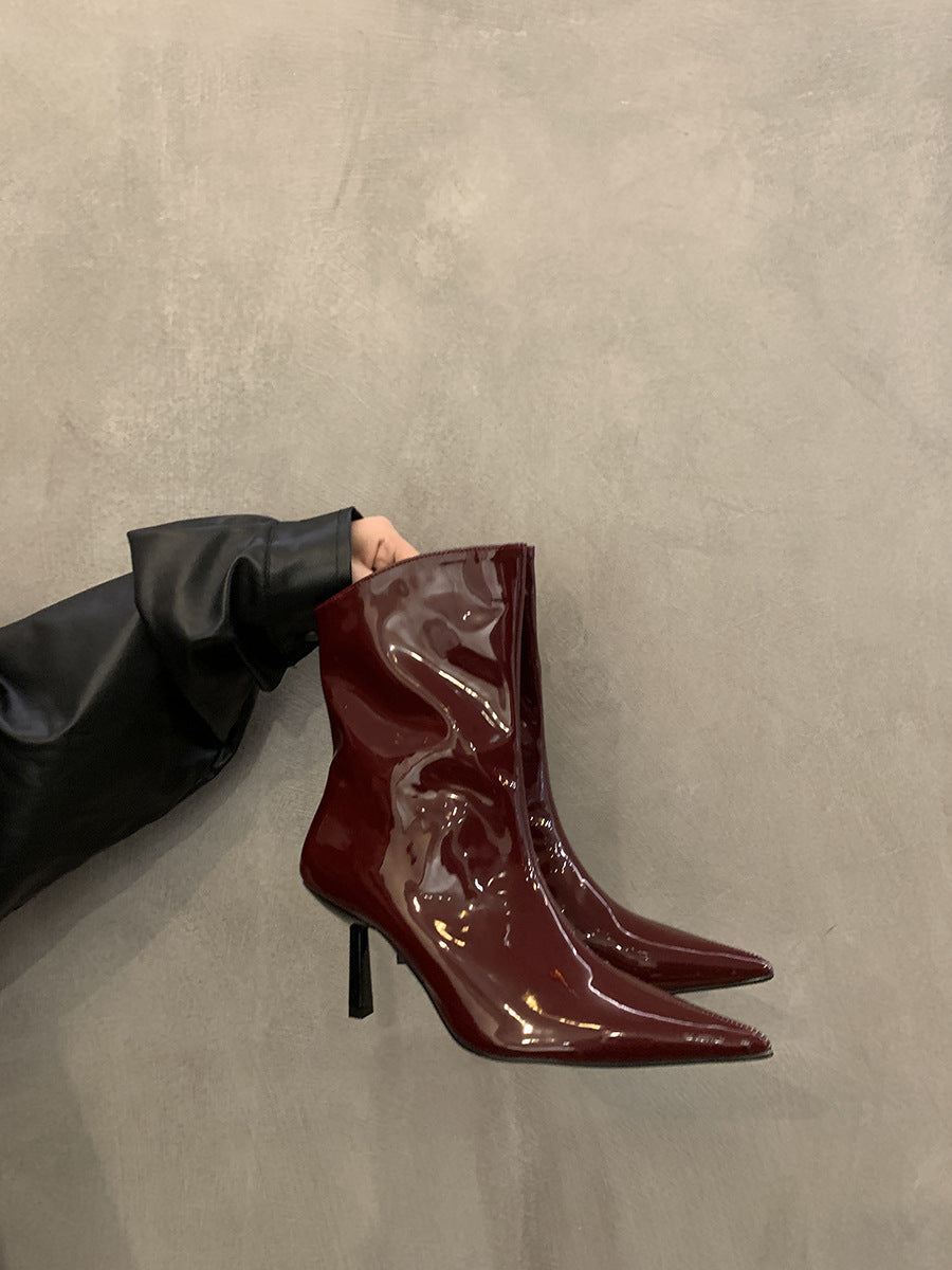 Women's Spring And Autumn New Slimming Stiletto Short Ankle Boots