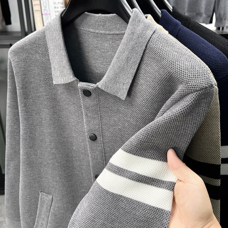 Knitted Cardigan Lapel Korean Slim Men's Jacket